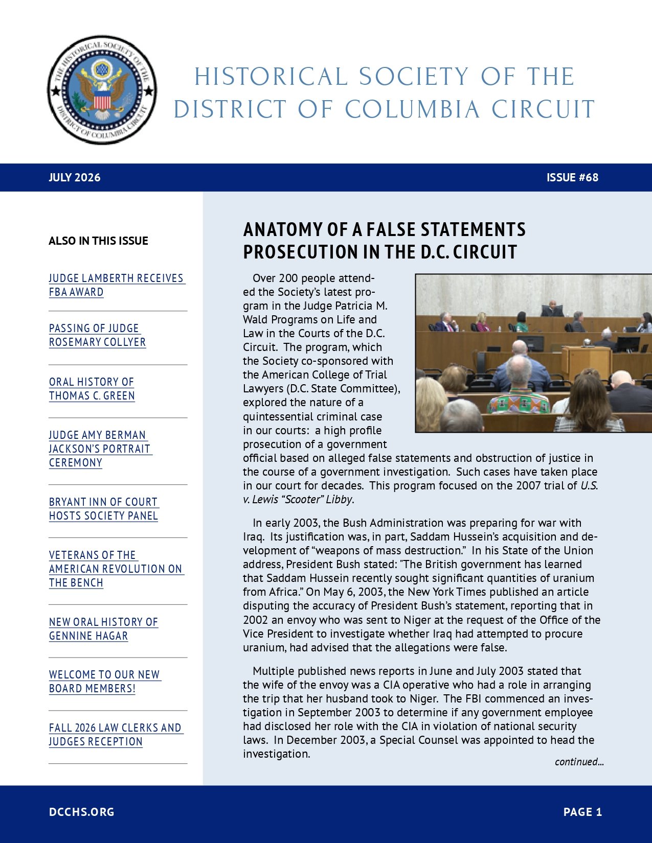 Thumbnail of the July 2026 Newsletter, Issue #68